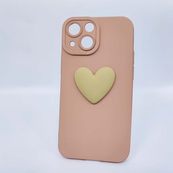 Husa compatibila cu Apple iPhone 13 Mini model Big Heart 5D, Powder Pink, Silicon, TPU, Viceversa