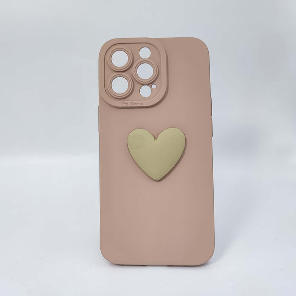 Husa compatibila cu Apple iPhone 13 Pro Max, model Big Heart 5D, Powder Pink, Silicon, TPU, Viceversa