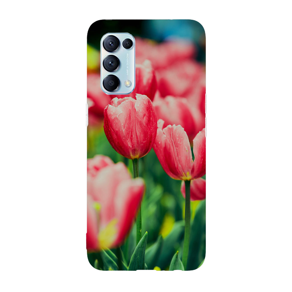 Husa compatibila cu Oppo Reno 5 4G model Red Tulips, Silicon, TPU, Viceversa