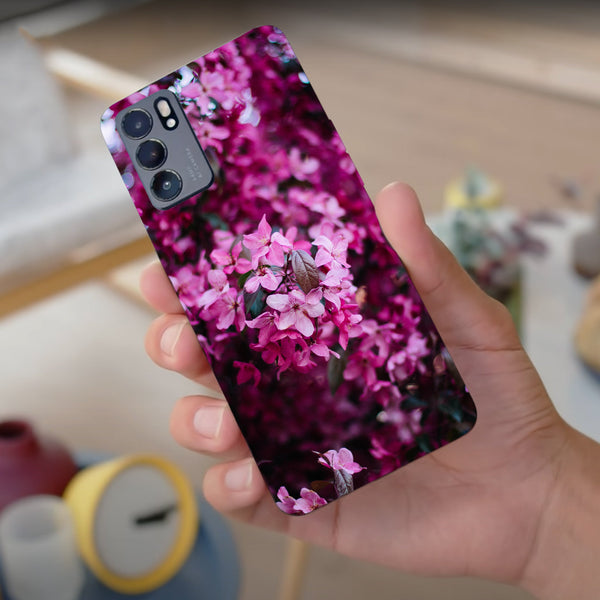 Husa compatibila cu Oppo Reno 5 4G model Magenta flower, Silicon, TPU, Viceversa