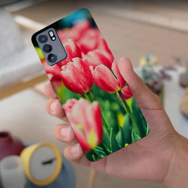 Husa compatibila cu Oppo Reno 5 4G model Red Tulips, Silicon, TPU, Viceversa