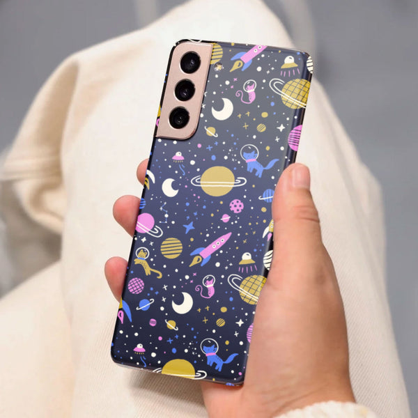 Husa compatibila cu Samsung Galaxy S21 FE model Space Doodle, Silicon, TPU, Viceversa