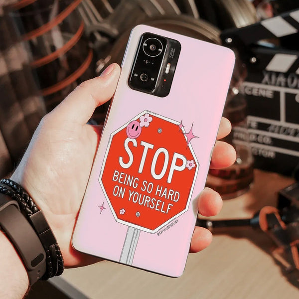 Husa compatibila cu Xiaomi Mi 11 Lite model Stop being so hard on yourself, Silicon, TPU, Viceversa