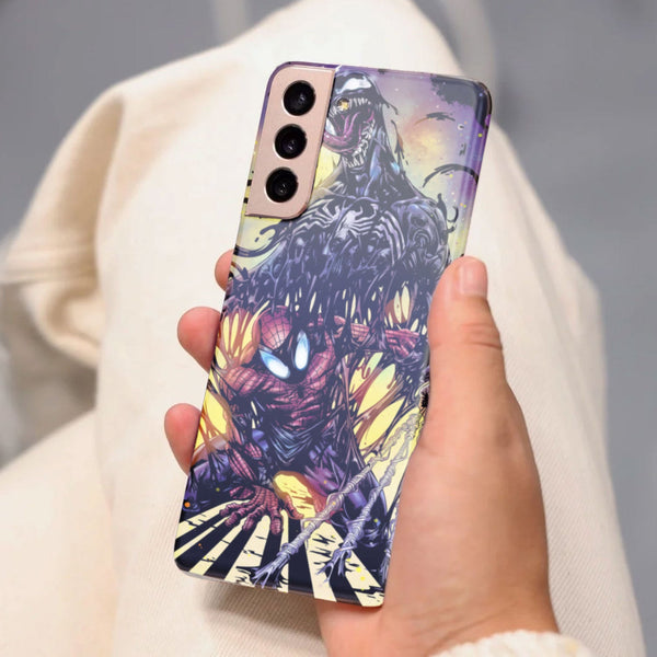 Husa compatibila cu Samsung Galaxy S21 FE model Venom vs spiderman, Silicon, TPU, Viceversa